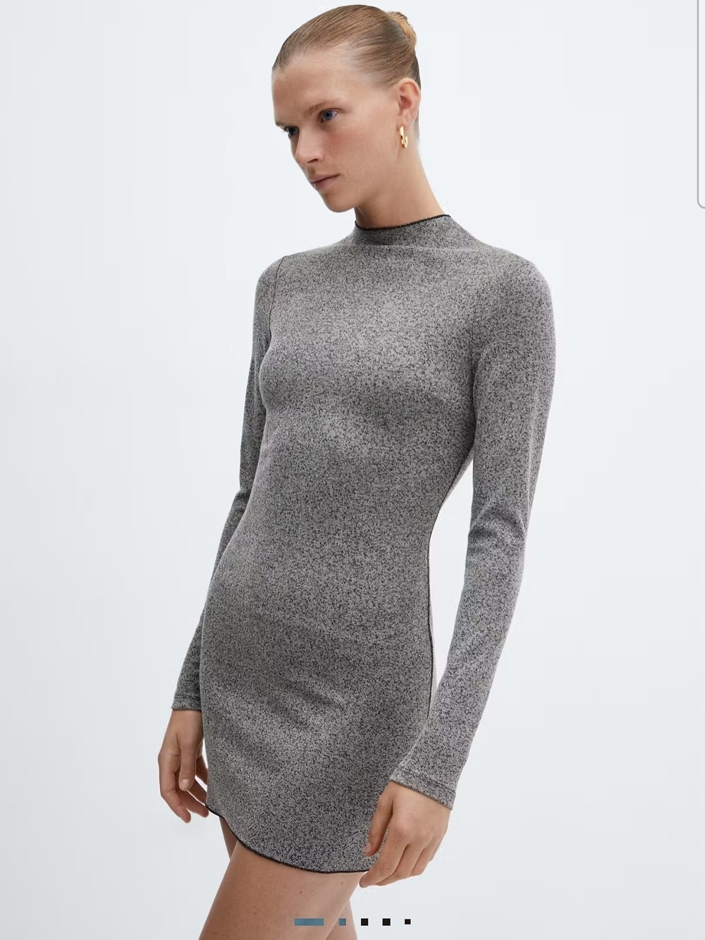 Mango Speckled Gray Long Sleeve Bodycon Mini Dress